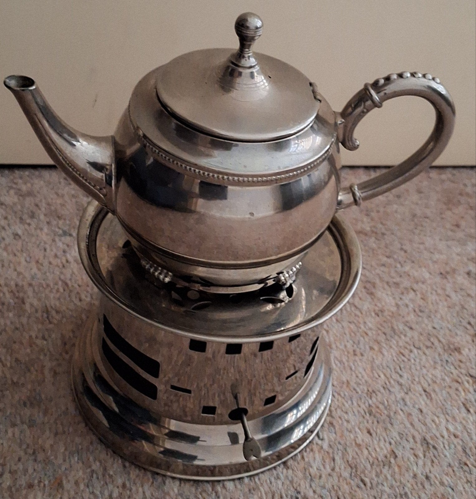 Verzilverde Theepot met Theelicht en Dienblad - KDM Holland, Ophalen of Verzenden