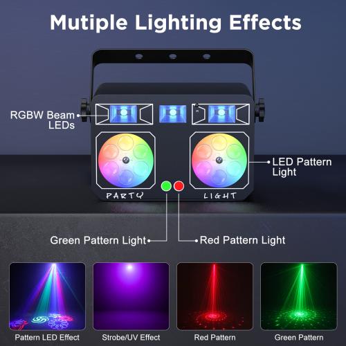 DJLicht mini 5 in 1 met UV - Laser - Stroboscoop, Geluidgestuurd, ., Nieuw, Ophalen of Verzenden