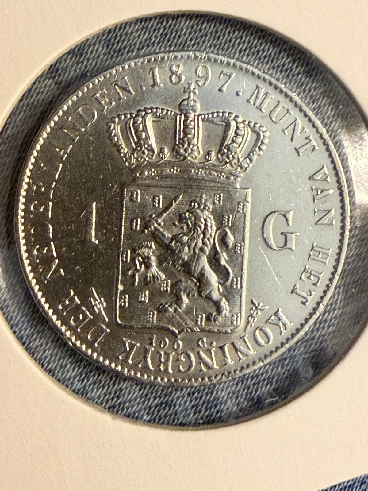 Mooie gulden 1897 Wilhelmina, Postzegels en Munten, Munten | Nederland, 1 gulden, Zilver, Ophalen of Verzenden, Koningin Wilhelmina