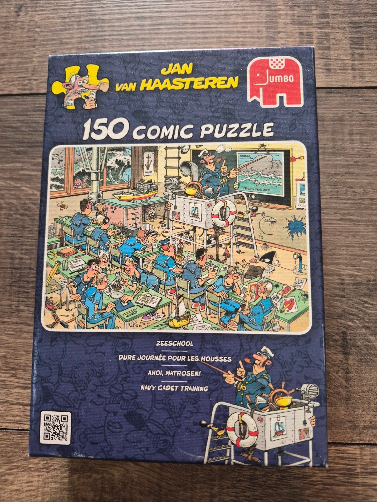 Jan van Haasteren 150 stukjes strip puzzel - Zeevaartschool, Ophalen of Verzenden, Minder dan 500 stukjes, Gebruikt, Legpuzzel