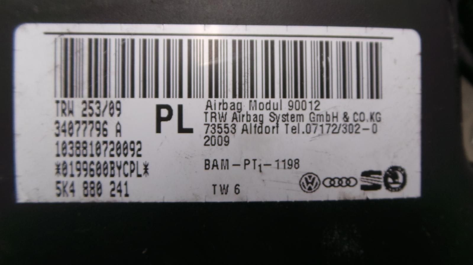 VOLKSWAGEN GOLF AIRBAG LINKS 2009, Ophalen of Verzenden, Gebruikt, ARN erkend