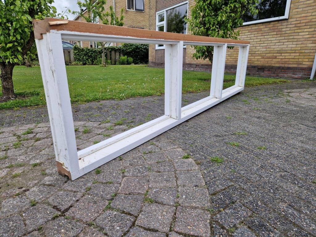 Hardhouten kozijn incl glas, Doe-het-zelf en Verbouw, Glas en Ramen, Ophalen, Gevelraam of Ruit, Gebruikt, 80 tot 120 cm
