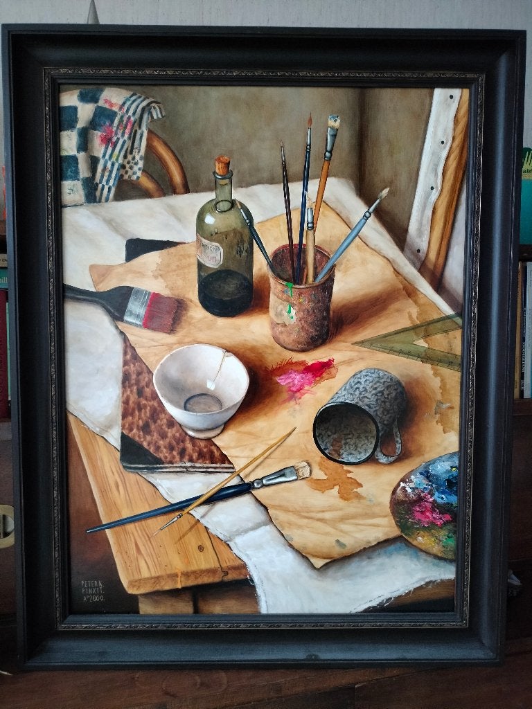 schilderij, olieverfschilderij, paneel, stilleven, Antiek en Kunst, Kunst | Schilderijen | Klassiek, Ophalen, Paneel, Nederlandse school