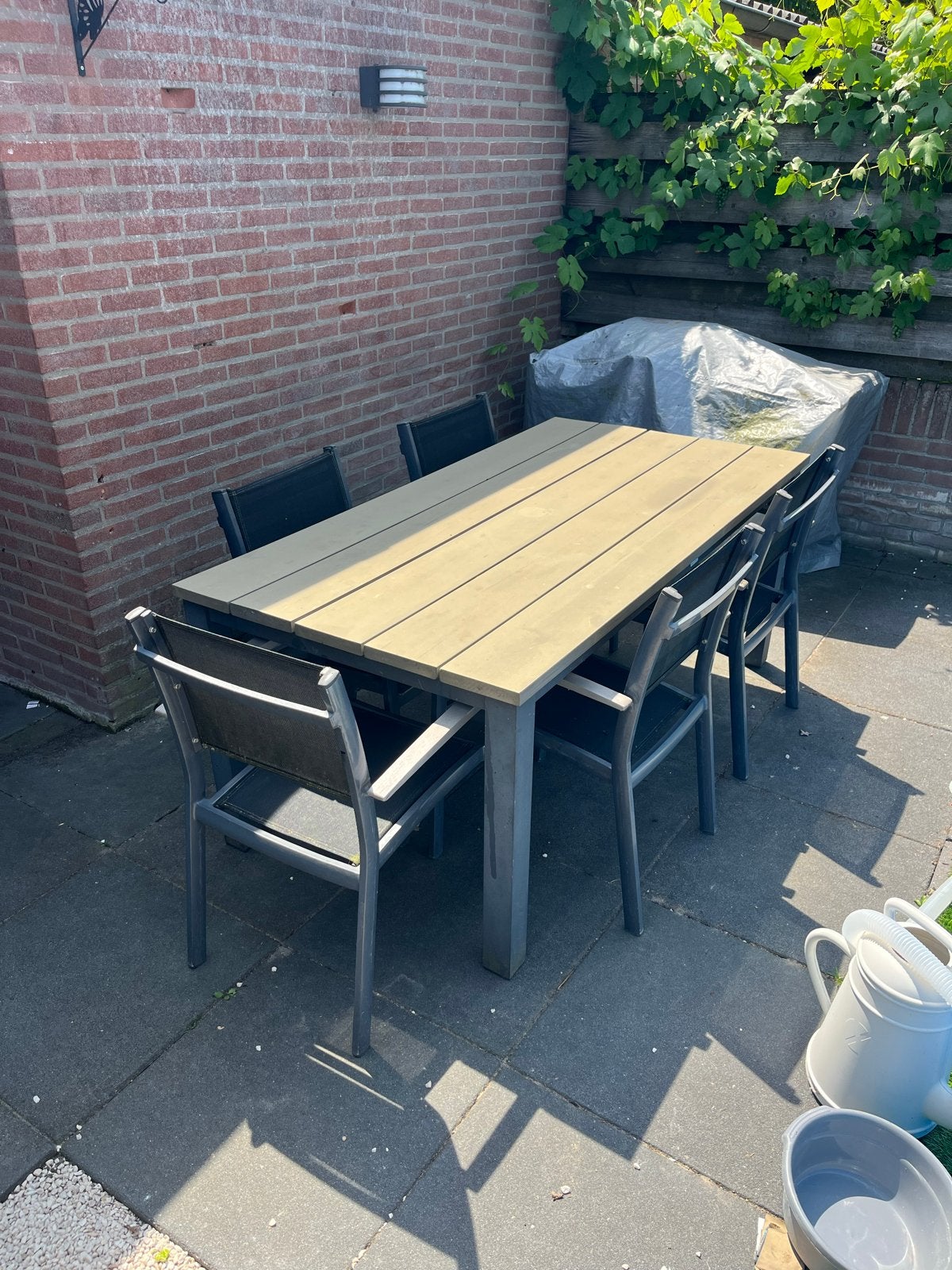 Tuinset met 5 stoelen - Bois le Duc, Tuin en Terras, Ophalen, 5 zitplaatsen, Gebruikt, Eettafel