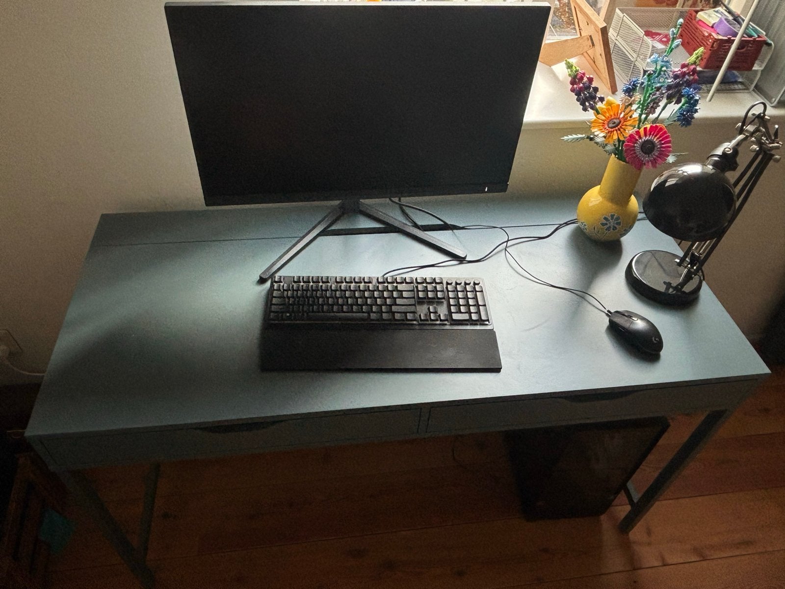 IKEA Alex bureau met lades - Grijsgroen, Ophalen, Groen, Gebruikt, Met lades