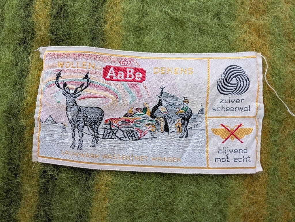Vintage AaBe 100% zuiver scheerwol Wollen Deken warme plaid, Wol, Zo goed als nieuw, 215 cm, 150 cm