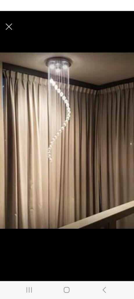 Moderne Hoge Vide Lamp met Kristallen Bollen - 100 cm, Huis en Inrichting, Lampen | Kroonluchters, Gebruikt, Glas, Metaal, Ophalen of Verzenden