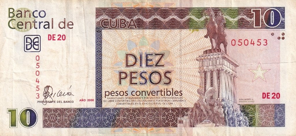 Cuba 10 pesos convertible 2008, Postzegels en Munten, Bankbiljetten | Amerika, Verzenden, Midden-Amerika, Los biljet