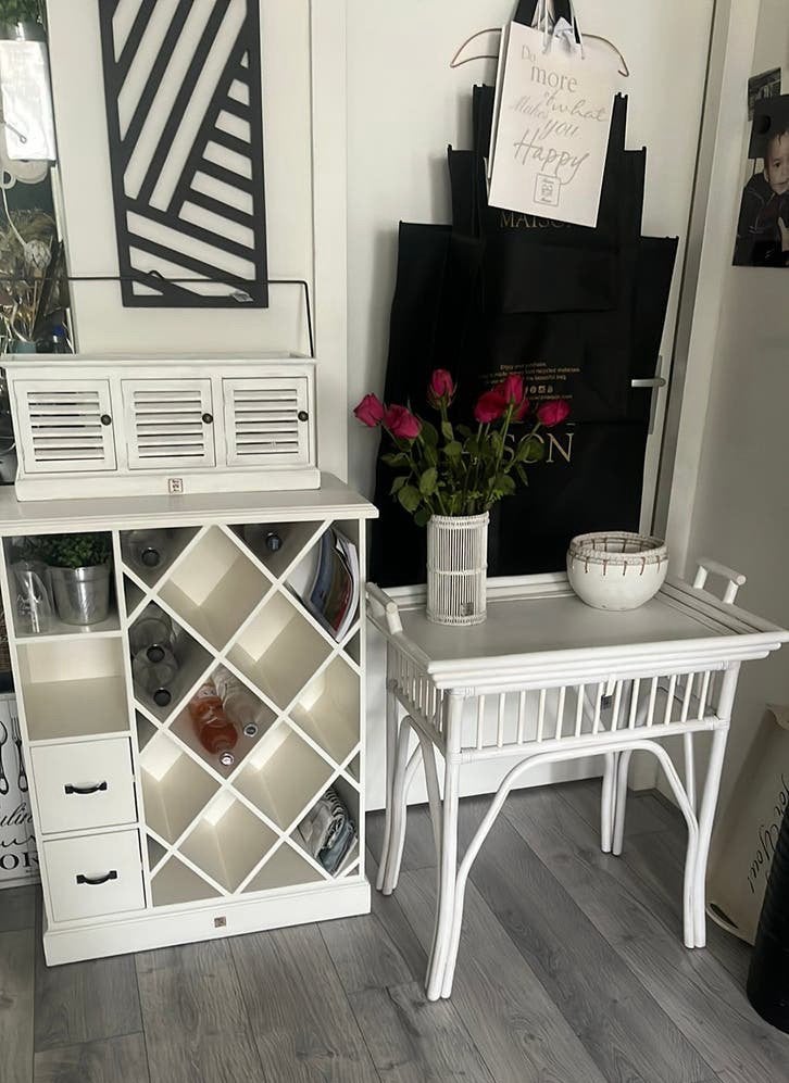 Riviera Maison kastje + RM tafeltje + 2x pot/vaasnwpr € 773, Ophalen, Hout, Gebruikt, Boho