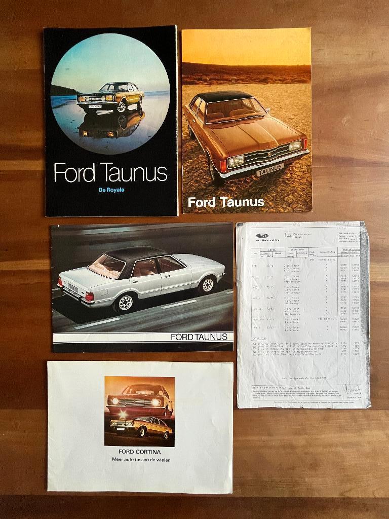 3x oude auto Ford Taunus folders en 1x Ford Cortina folder, Ophalen of Verzenden, Zo goed als nieuw, Ford