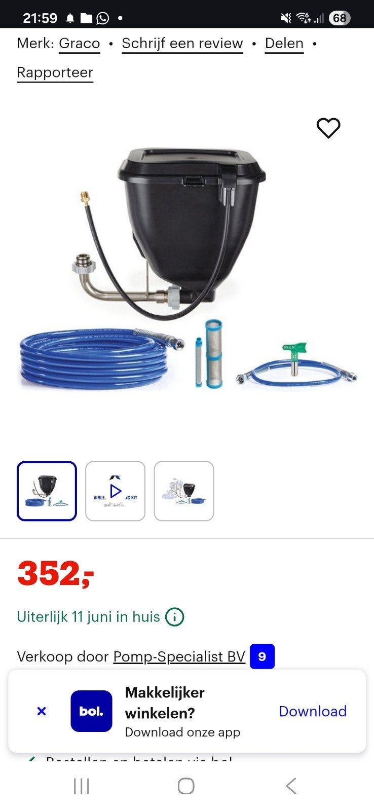 Graco Airless Finishing Kit 19B968- Nieuw -, Ophalen of Verzenden, Nieuw, Verfspuit of Verfpomp