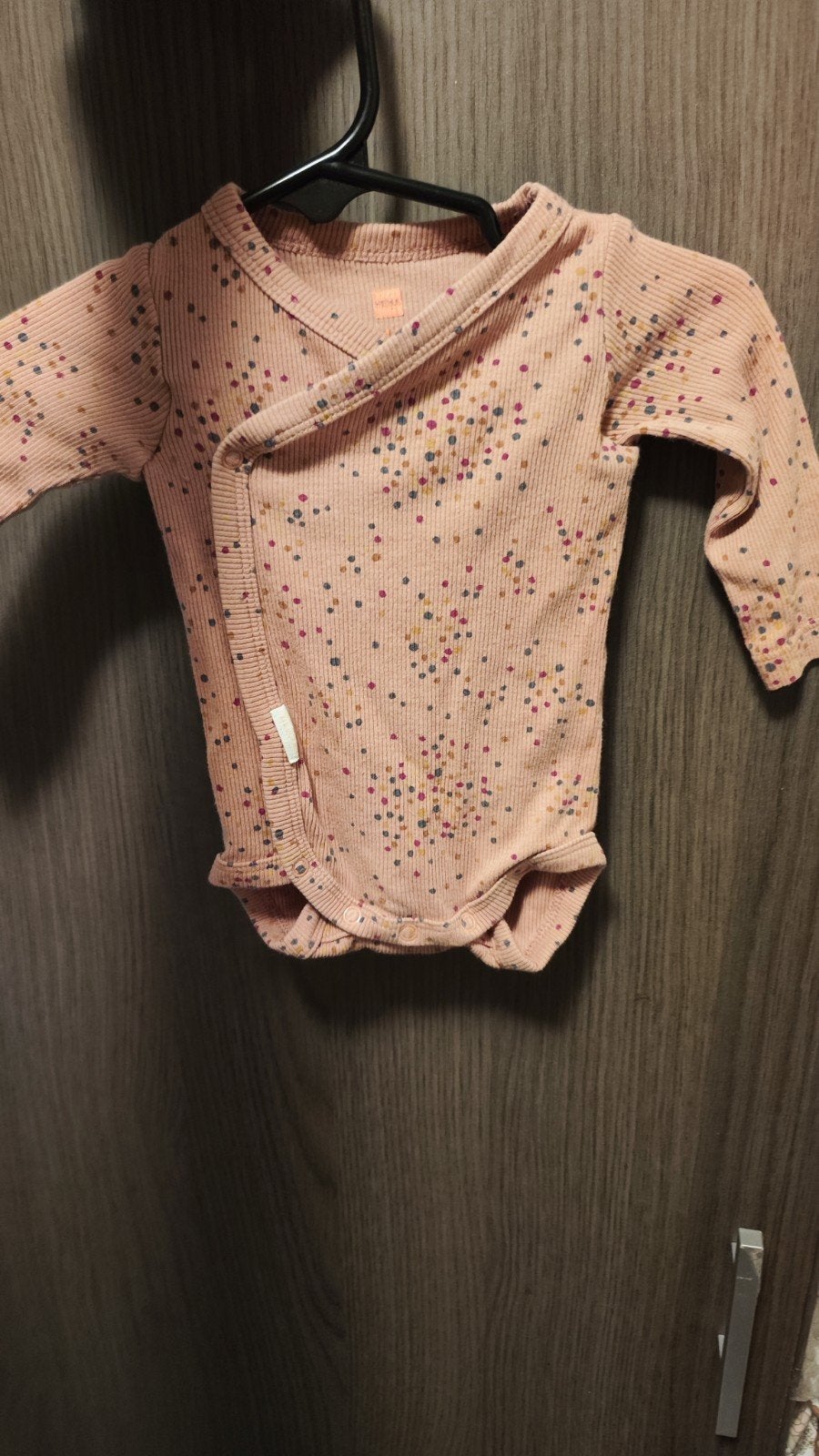 Mema Bamboe Overlag Romper Maat 44 - Roze met stippen, Ophalen of Verzenden, Zo goed als nieuw, Mema, Meisje