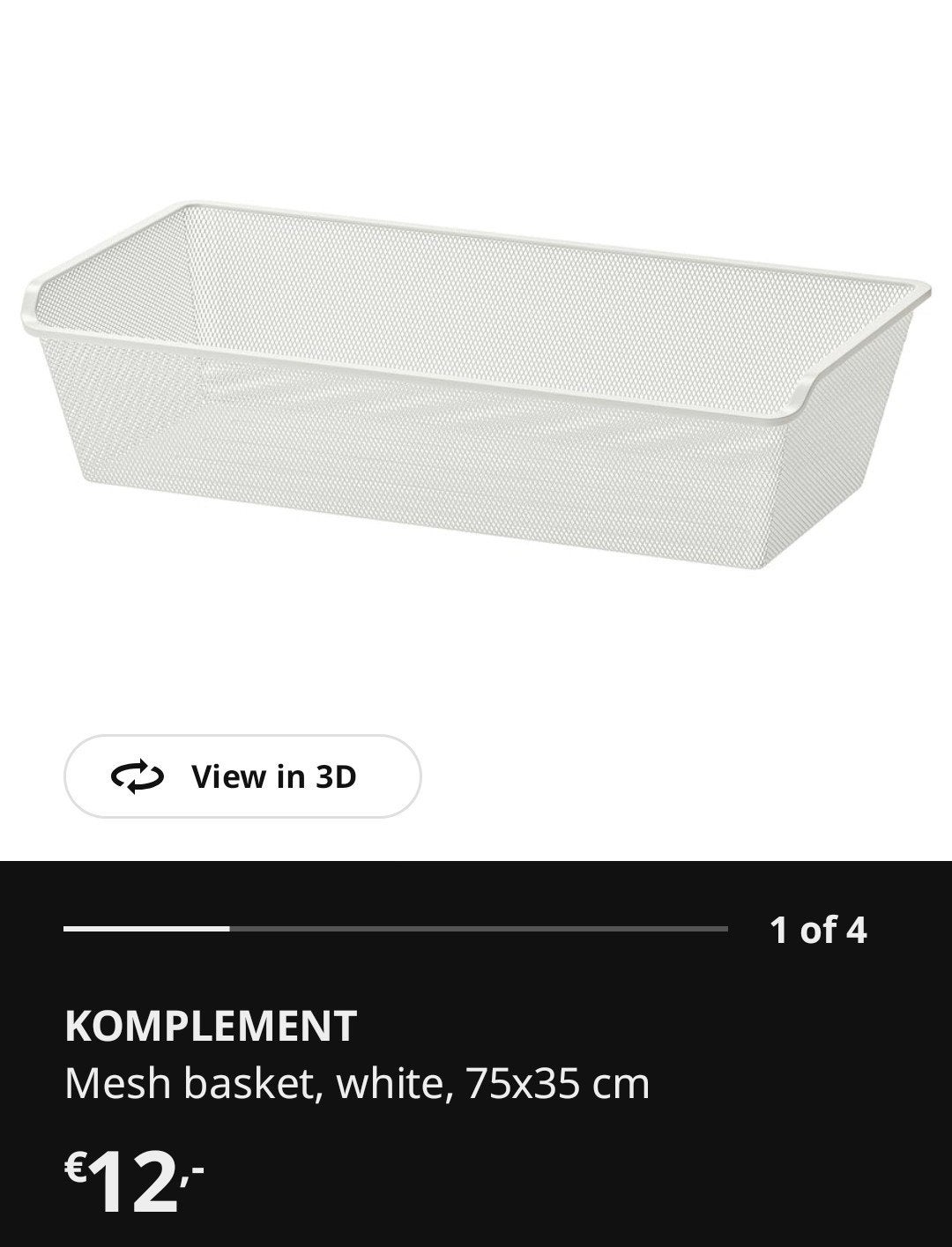 IKEA KOMPLEMENT Gaaslade, wit, 75x35 cm, Huis en Inrichting, Woonaccessoires | Kisten, Ophalen of Verzenden