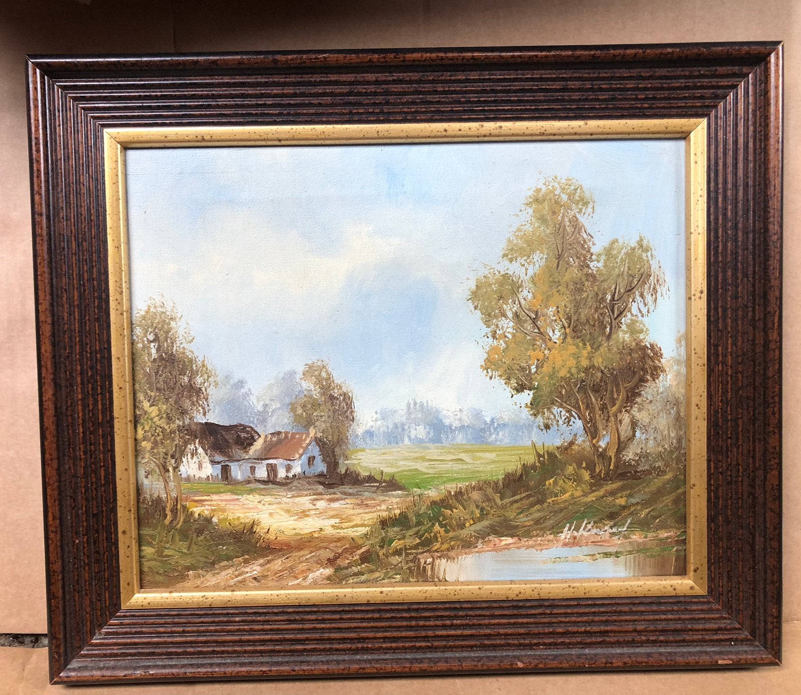 Henner Knauf 1901-1976 Olieverfschilderij Landschap, Doek, Realistisch, Ophalen of Verzenden, Gesigneerd