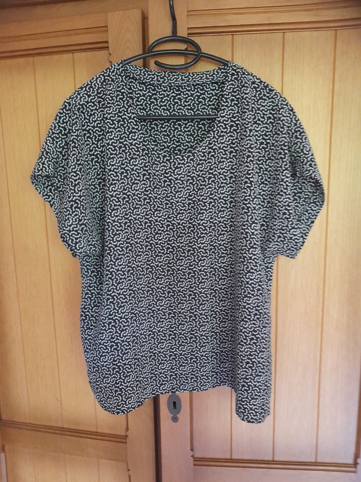 Zwart witte top blouse maat L, Verzenden, Zo goed als nieuw, Maat 42/44 (L), Zwart