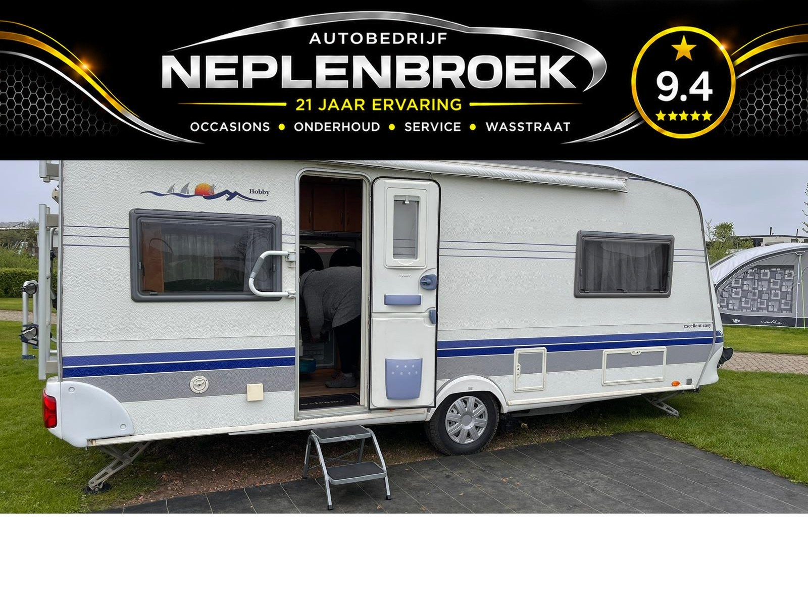 Hobby DE LUXE 540 UL/ENKELE BEDDEN/VOORTENT/LUIFEL/ MOVER 20, Caravans en Kamperen, Caravans, Rondzit, Hobby, Bedrijf, Autobedrijf Neplenbroek