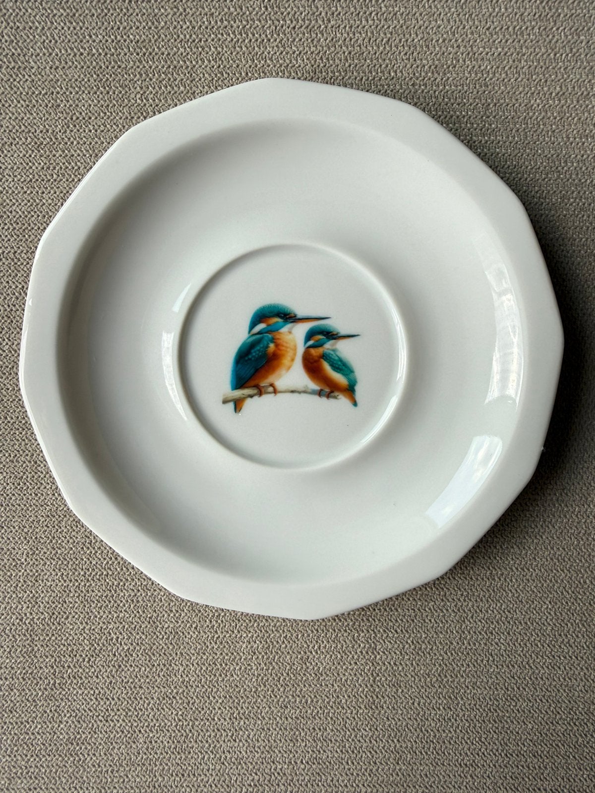 Vintage Bavaria porseleinen bordje met 2 ijsvogels, Ophalen of Verzenden