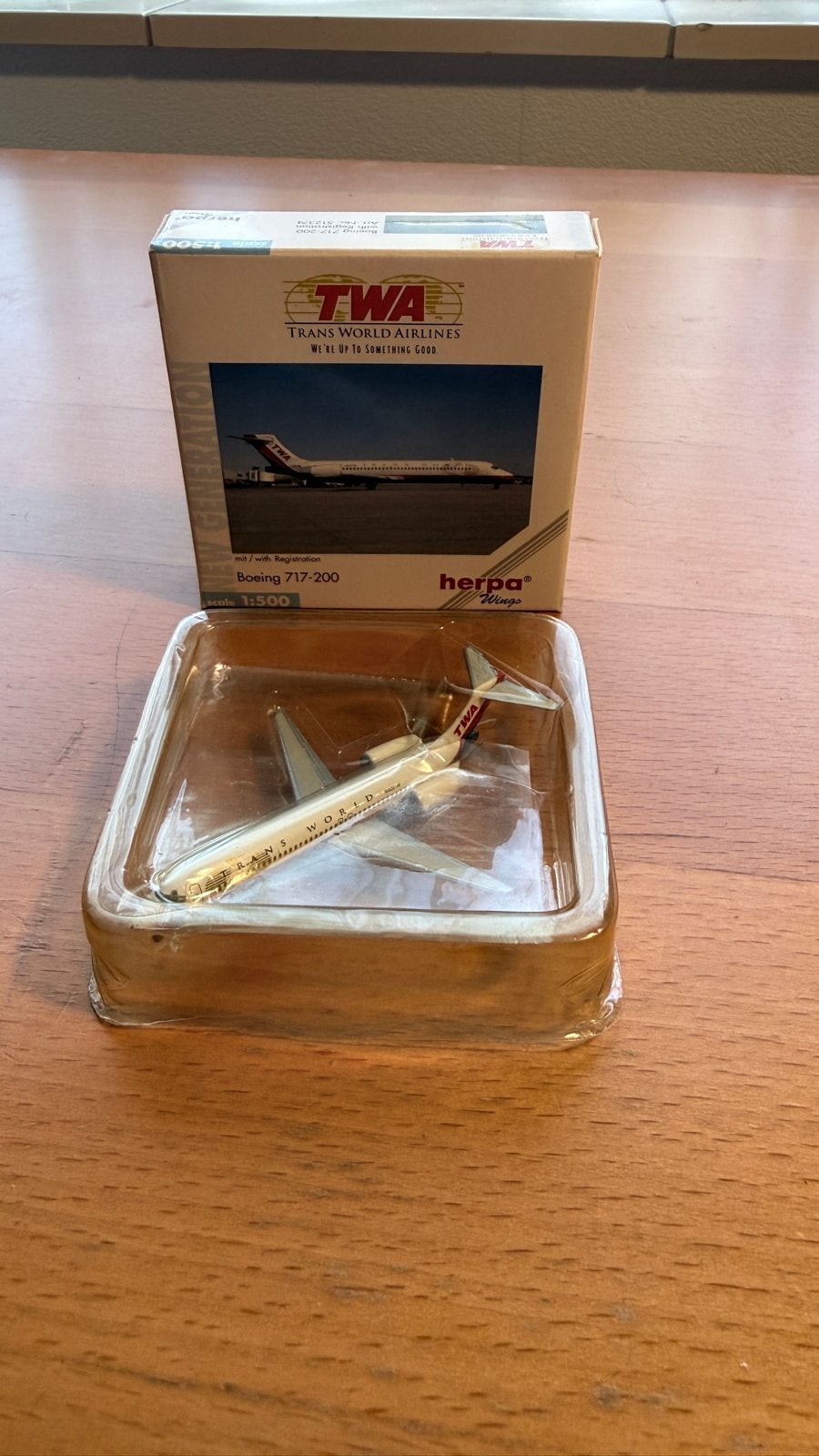TWA Boeing 717-200 Schaal 1:500 - Herpa Wings Modelvliegtuig, Overige merken, 1:200 of kleiner, Nieuw, Ophalen of Verzenden