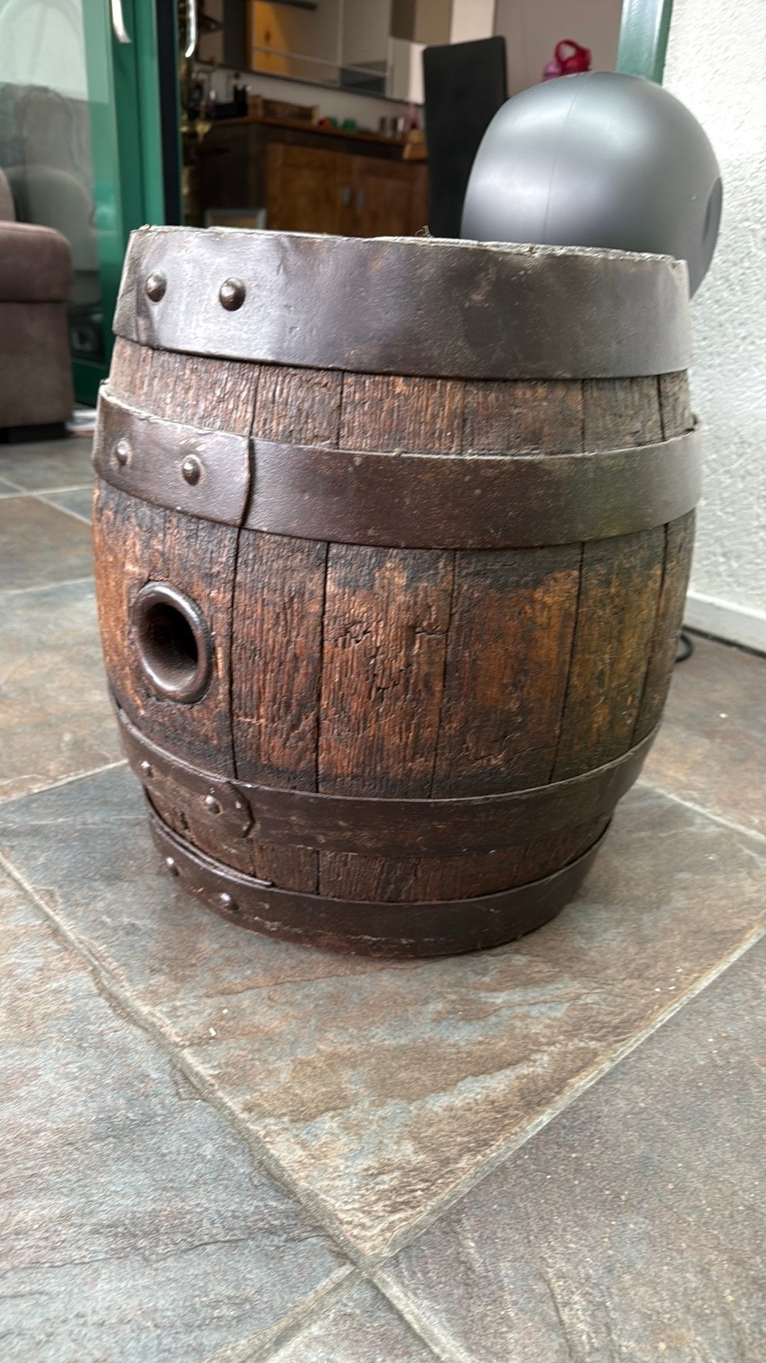 Antiek houten vat - decoratief en rustiek50x35, Antiek en Kunst, Ophalen of Verzenden
