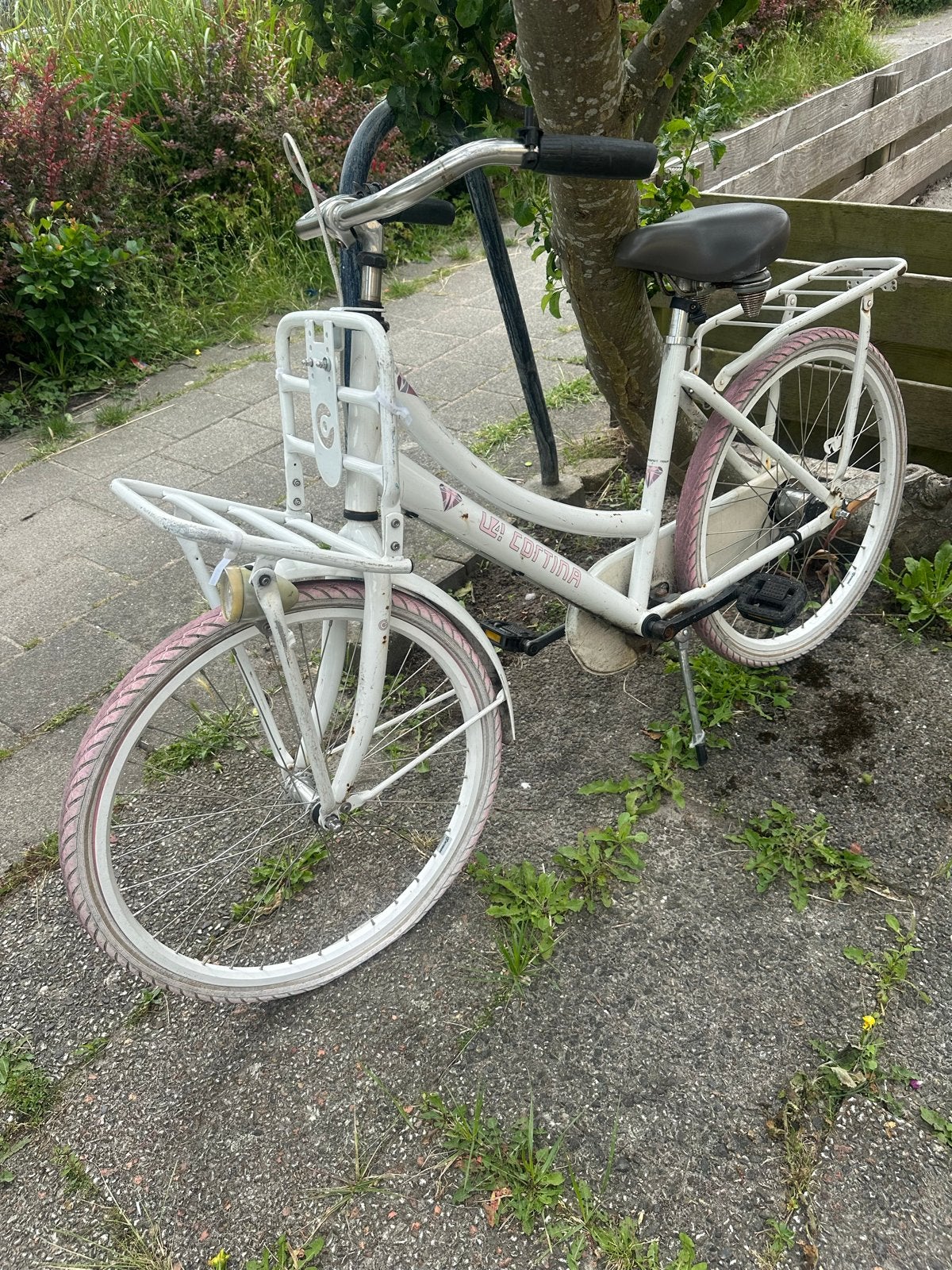 Witte damesfiets met voordrager opknappen!!, Overige merken, Terugtraprem, Ophalen of Verzenden, 50 tot 53 cm