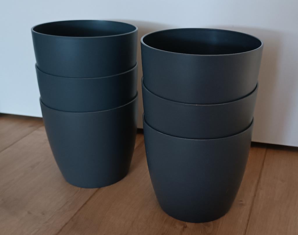 3x, 6x, 9x of 12x Elho Brussels Antraciet 16 cm, Kunststof, Gebruikt, Minder dan 30 cm, Minder dan 60 cm