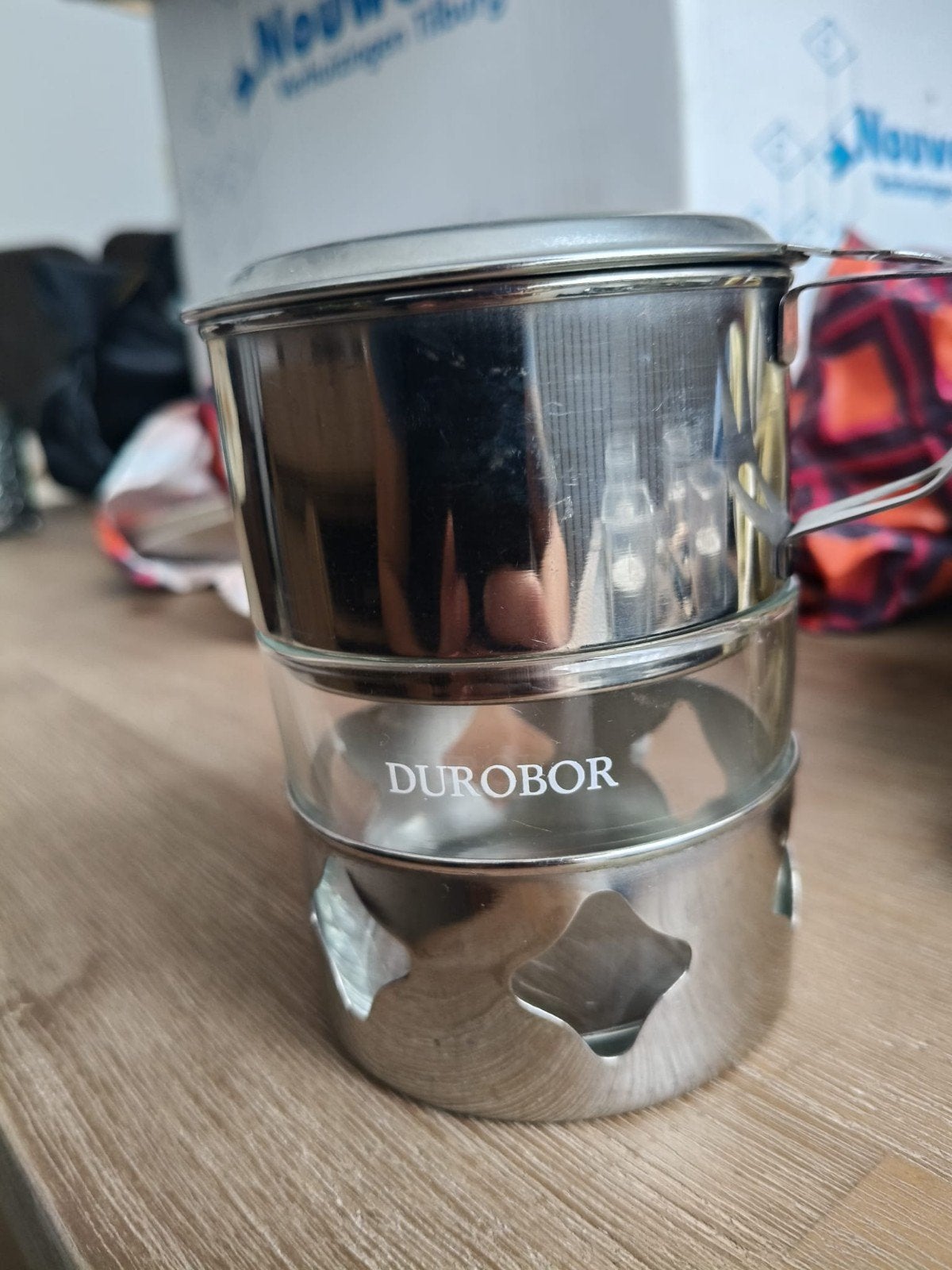 Duobor theepot/fluitketel RVS met glas, Huis en Inrichting, Gebruikt, Zilver, Metaal, Overige merken