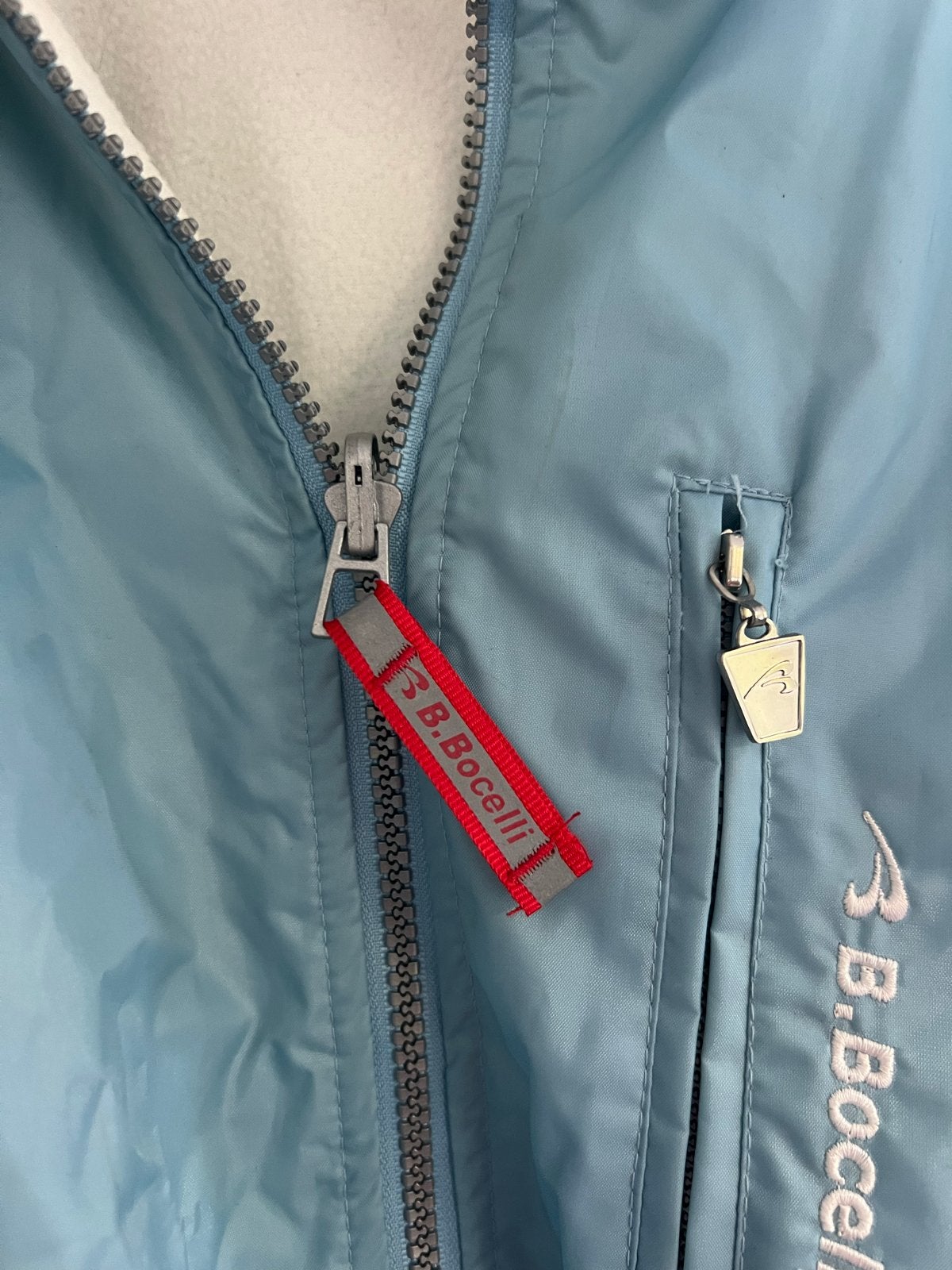 B. Bocelli jas maat L, lichtblauw met fleece voering, Ophalen of Verzenden, Zo goed als nieuw, Maat 42/44 (L), Blauw