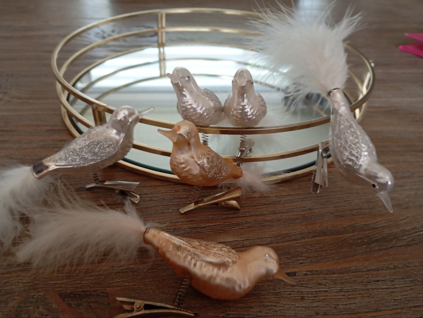 6 ANTIEKE GLAZEN VOGELS OP KNIJPER NU ALLES 30€ ZIE FOTO,S, Diversen, Kerst, Ophalen of Verzenden