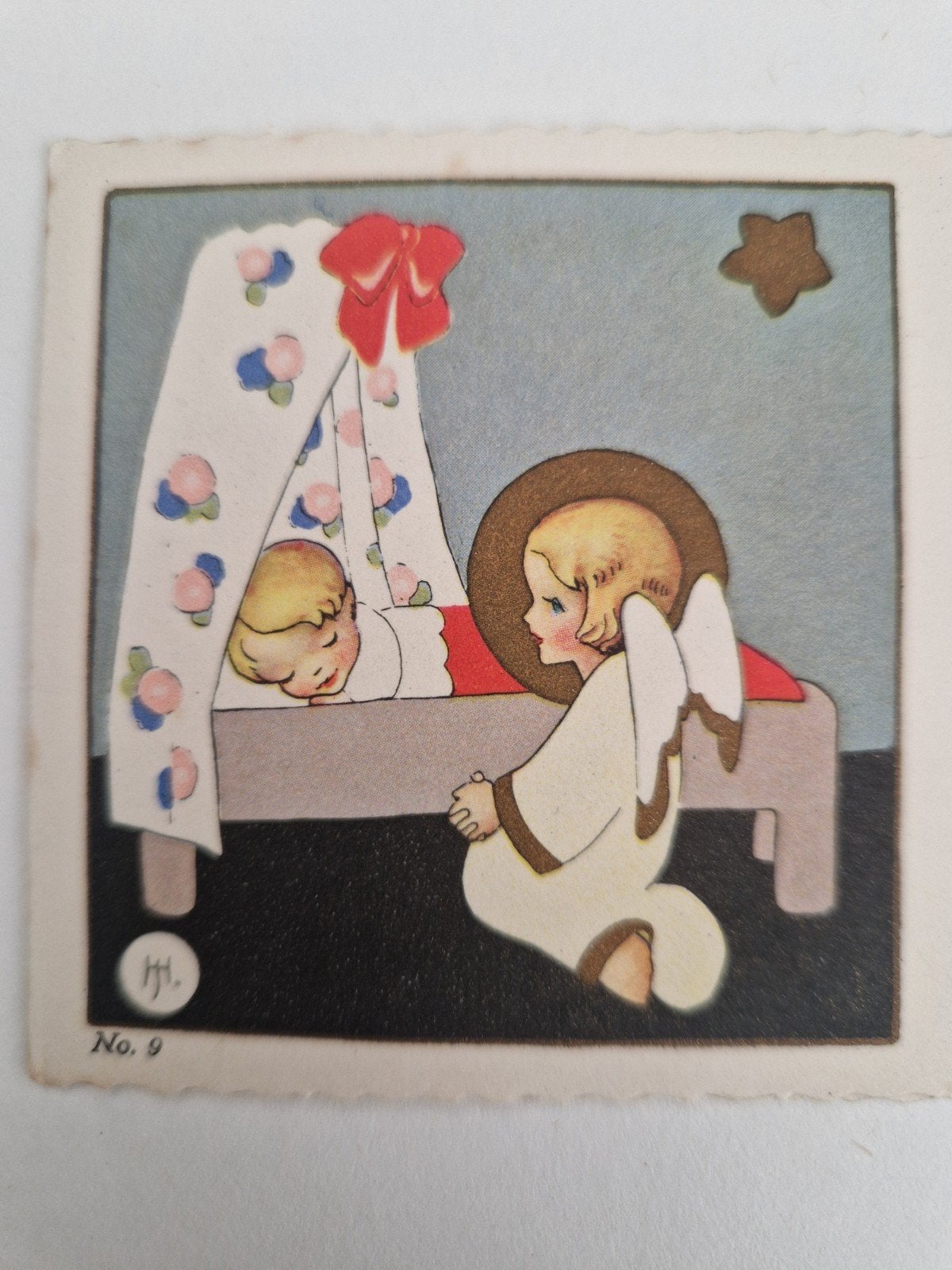 Prachtig geboortekaartje 1946: illustratie Jeanne Hebbelynck, Verzenden, Voor 1970