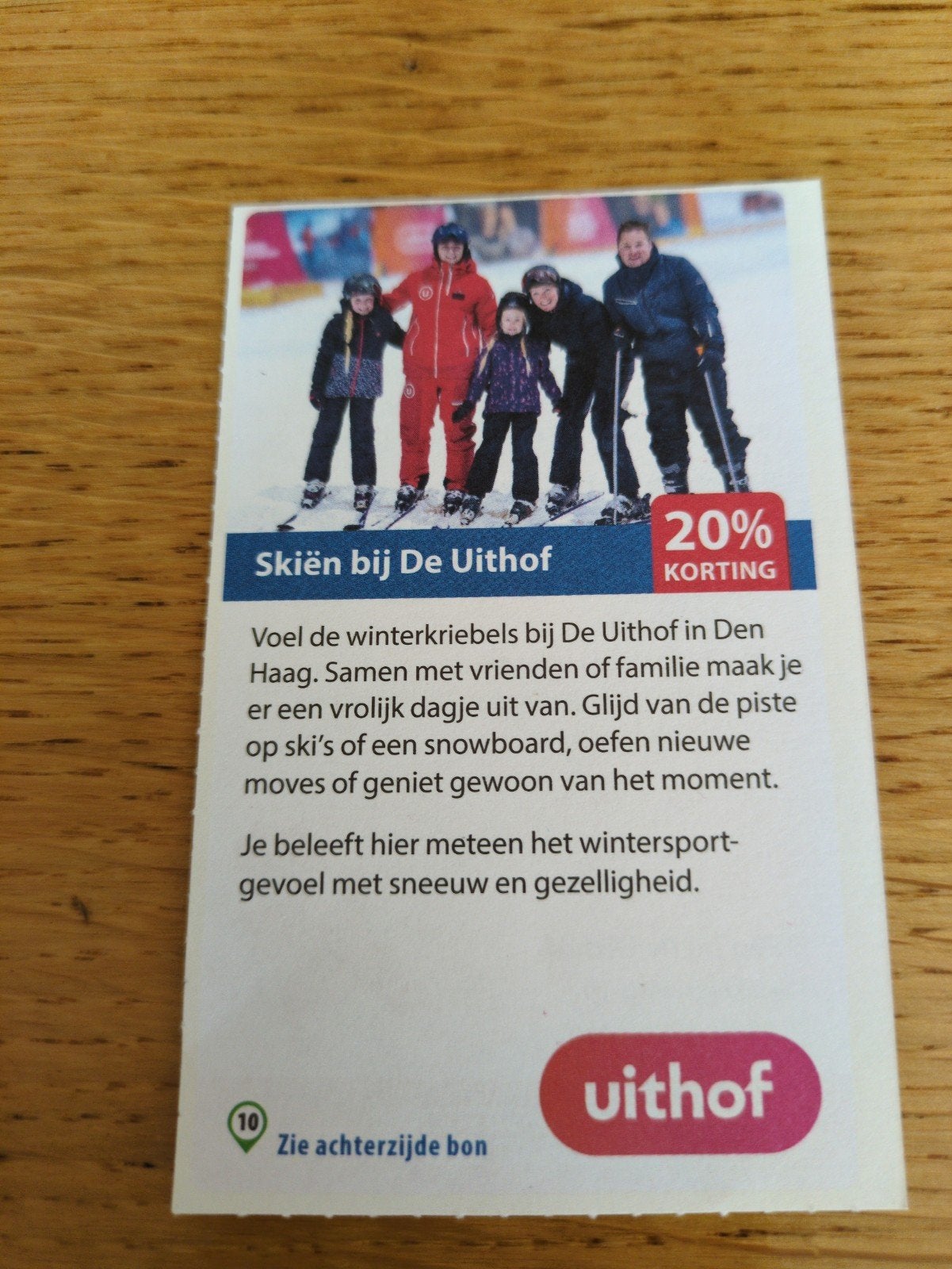 Kortingsbon voor Skien bij de Uithof, Tickets en Kaartjes, Drie personen of meer, Kortingsbon, Overige typen