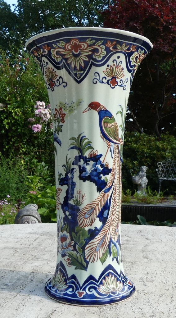 Boch Vieux Rhodes Handwork Vogel Vaas + Bord + 6 Onderzetter, Ophalen of Verzenden