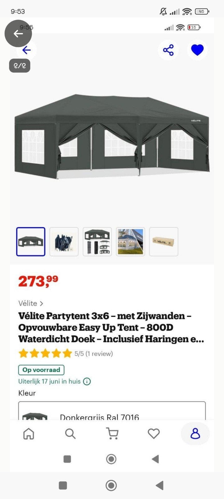 easy-up partytent 3x6, Tuin en Terras, Partytenten, Ophalen, Opvouwbaar, Partytent, Nieuw