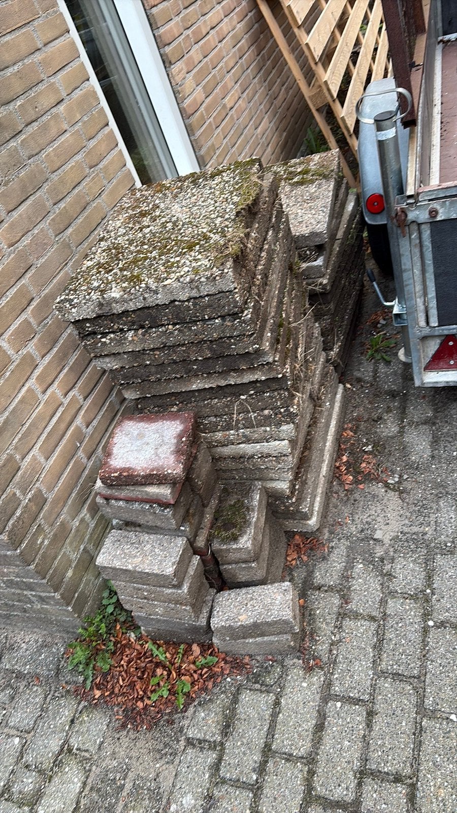 Terras tegels gratis, Tuin en Terras, Tegels en Klinkers, Ophalen, Gebruikt, Beton, Terrastegels