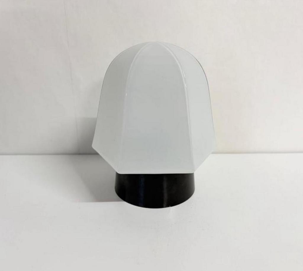 Witte Thabur Art Deco plafondlamp met donker bakeliet 1930, Ophalen of Verzenden