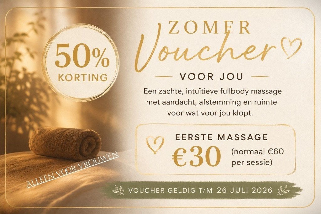 50% korting op je eerste massage – Zomervoucher, Eén persoon, Kortingsbon, Overige typen