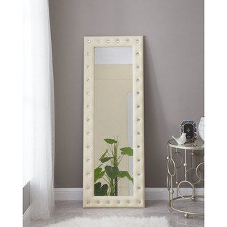Luxe Witte Passpiegel met Strass Details – Zo Goed als Nieuw, Huis en Inrichting, Woonaccessoires | Spiegels, Ophalen, Zo goed als nieuw