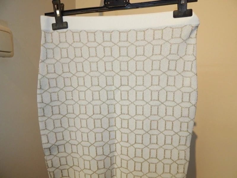 Essentiel Antwerp witte stretch rok kwaliteit gouden print L, Maat 38/40 (M), Verzenden, Wit, Zo goed als nieuw