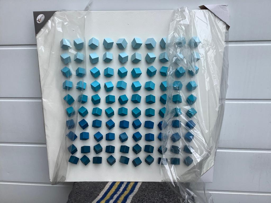 Kunst 3D  kubus wanddecoratie, Antiek en Kunst, Ophalen