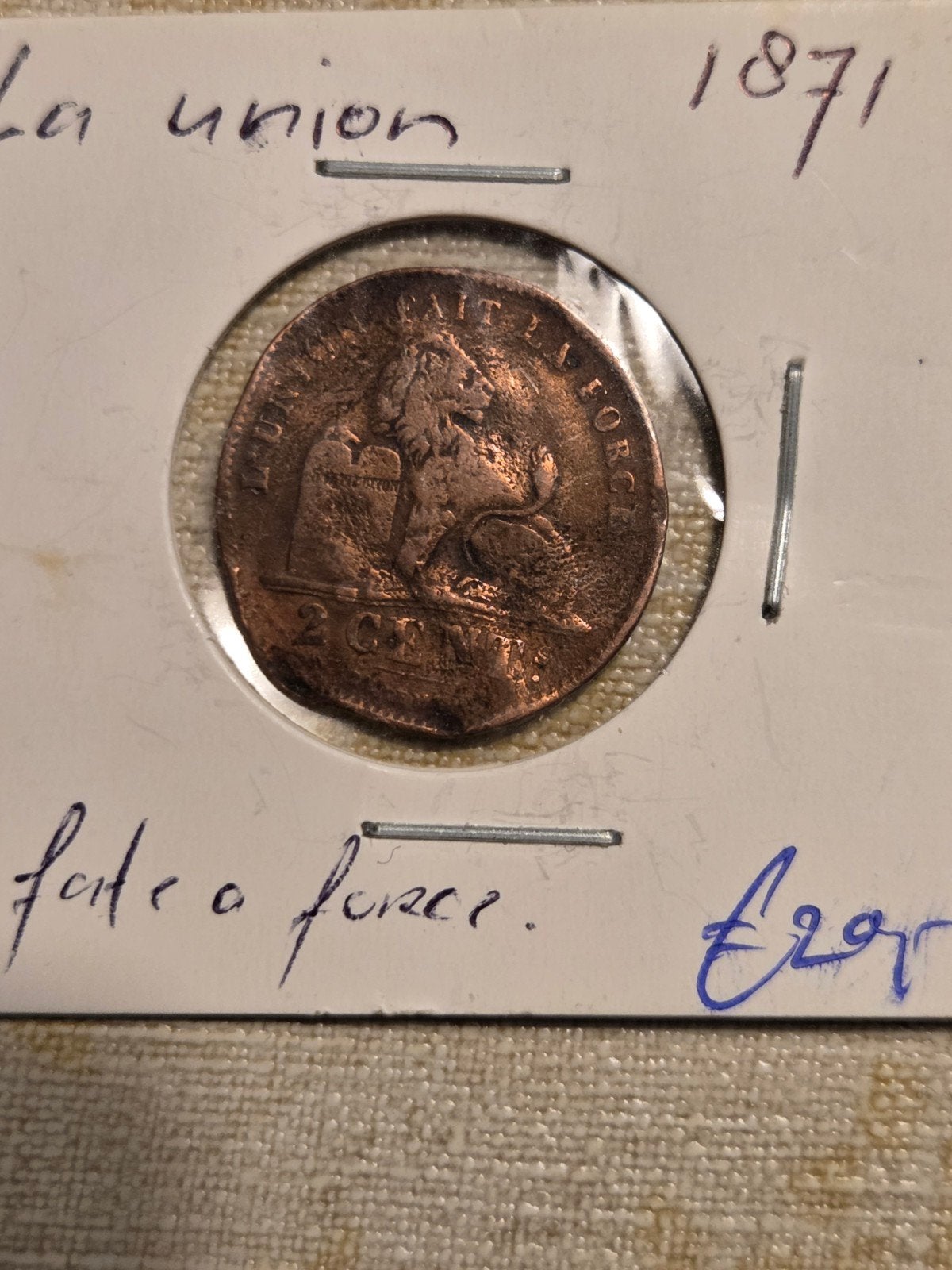 Belgische 2 Cent Leopold II munt 1871, Postzegels en Munten, Ophalen of Verzenden, Metaal, Losse munt