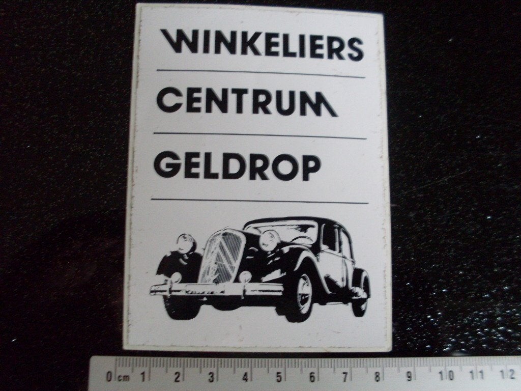 sticker winkeliers centrum geldrop logo vintage car auto, Verzenden, Zo goed als nieuw, Bedrijf of Vereniging