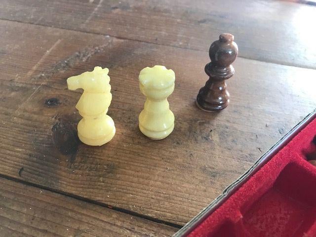 schaakstukken van glas vintage oud schaak oud, Een of twee spelers, Ophalen of Verzenden, Gebruikt