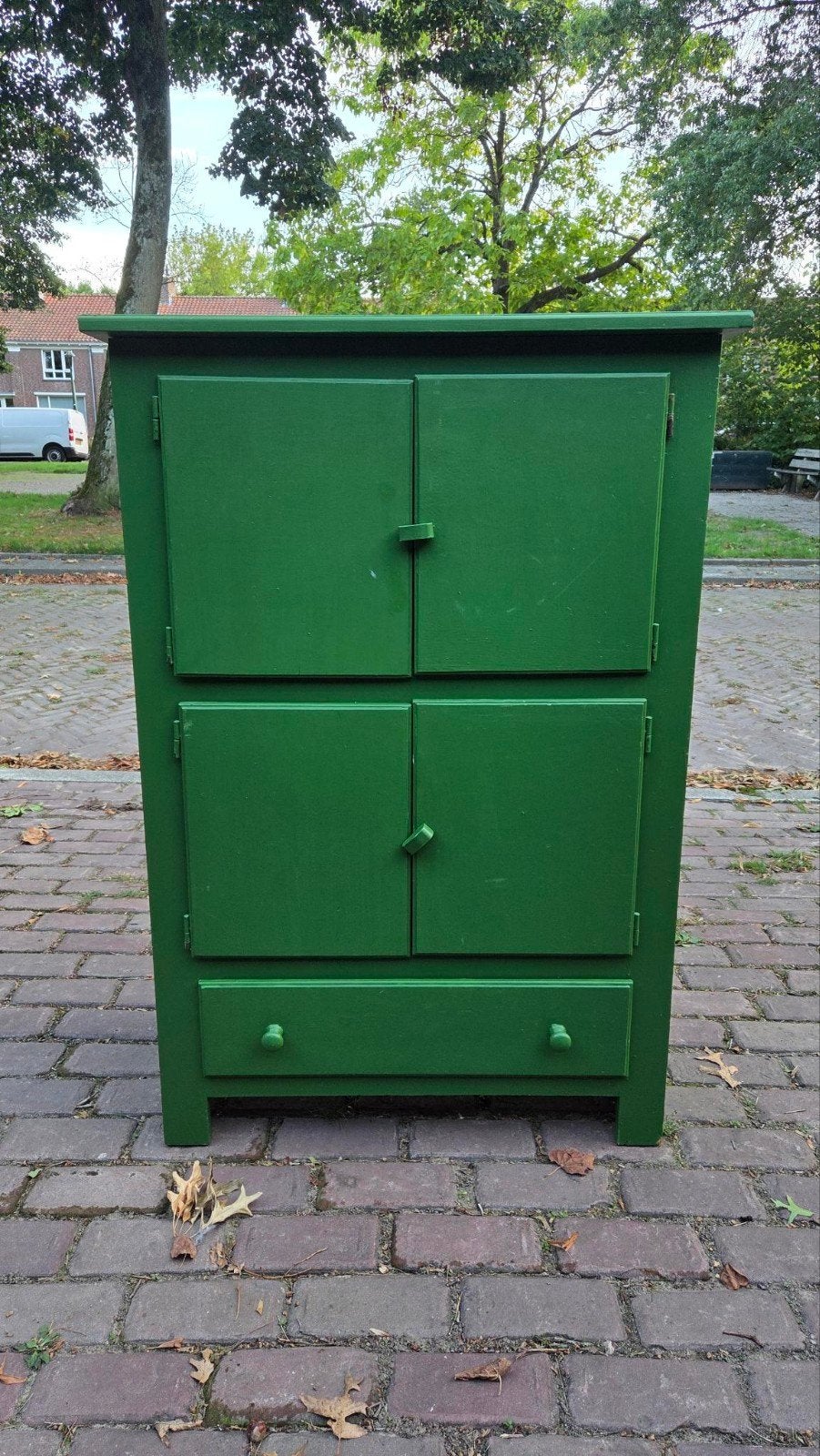 Groene Ikea kast met lade en deuren, Huis en Inrichting, Ophalen, Minder dan 50 cm, Gebruikt, Met lade(s)