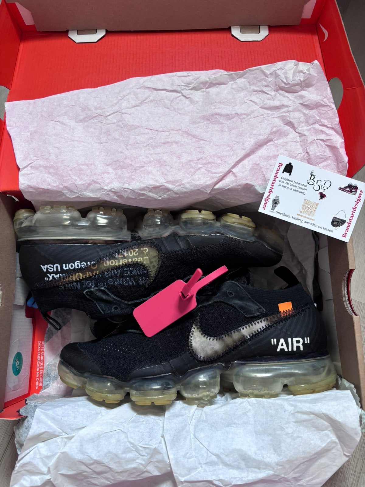 Off white vapor max (42) + legit check, Ophalen, Zwart, Sneakers of Gympen, Zo goed als nieuw
