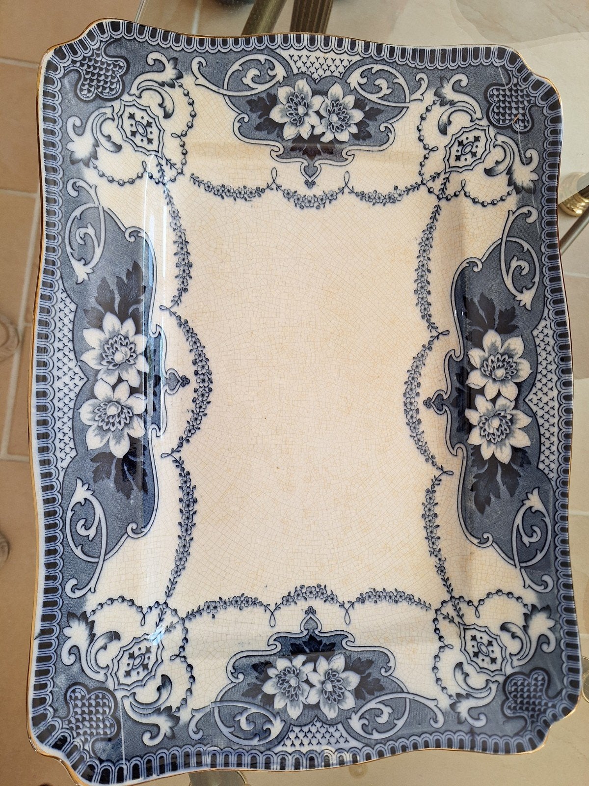 2 Antieke F.R. & Sons Burselem schalen,  blauw-wit decor, Ophalen