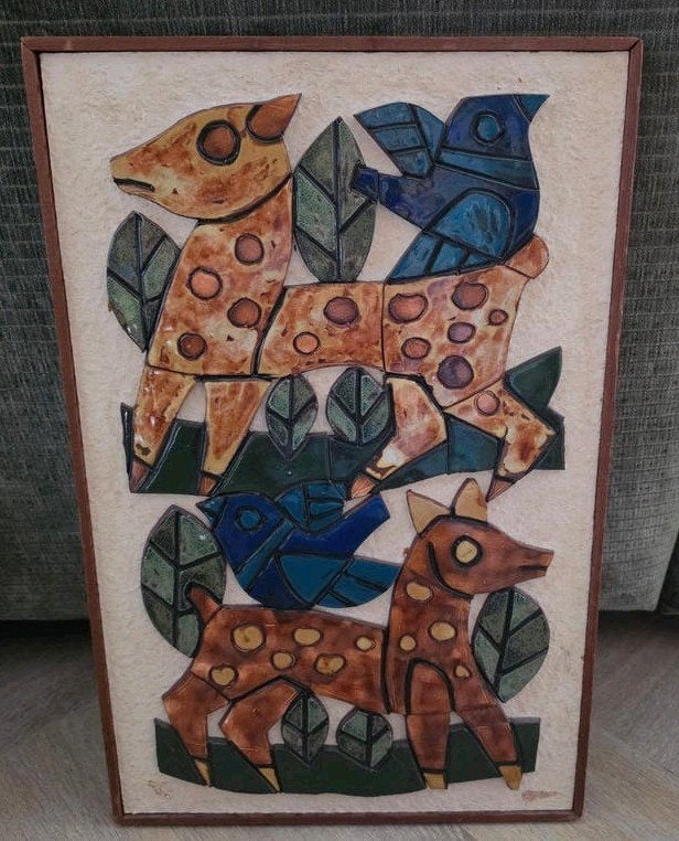 Vintage keramisch wandtableau dieren Henk Potters, Ophalen of Verzenden