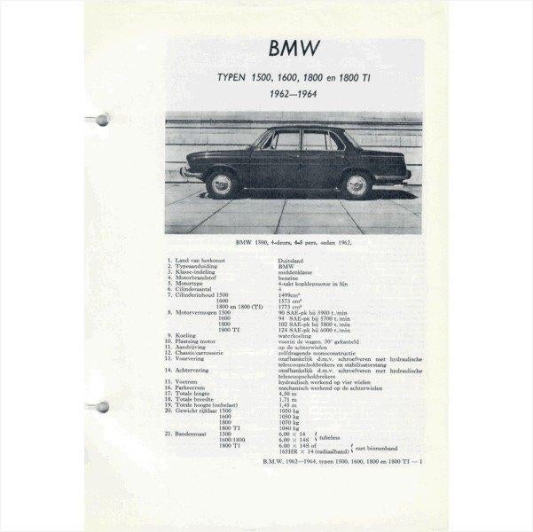 BMW 1500 1600 1800 1800 Ti Vraagbaak losbladig 1962-1964 #1, Ophalen of Verzenden, Gelezen, BMW