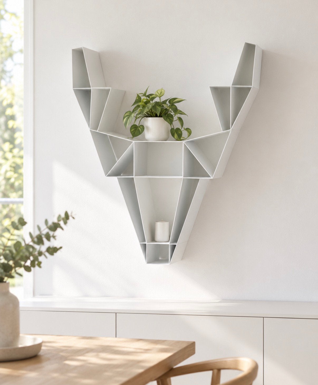 Design, Deer (hertenkop) wandrek, wit, staal, nieuw in doos, Ophalen, Nieuw