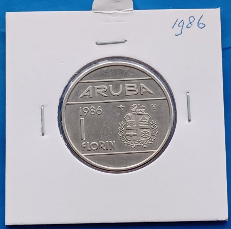 Aruba 1 Florin - 1986 UNC, Ophalen of Verzenden, Koningin Beatrix, Overige waardes, Losse munt