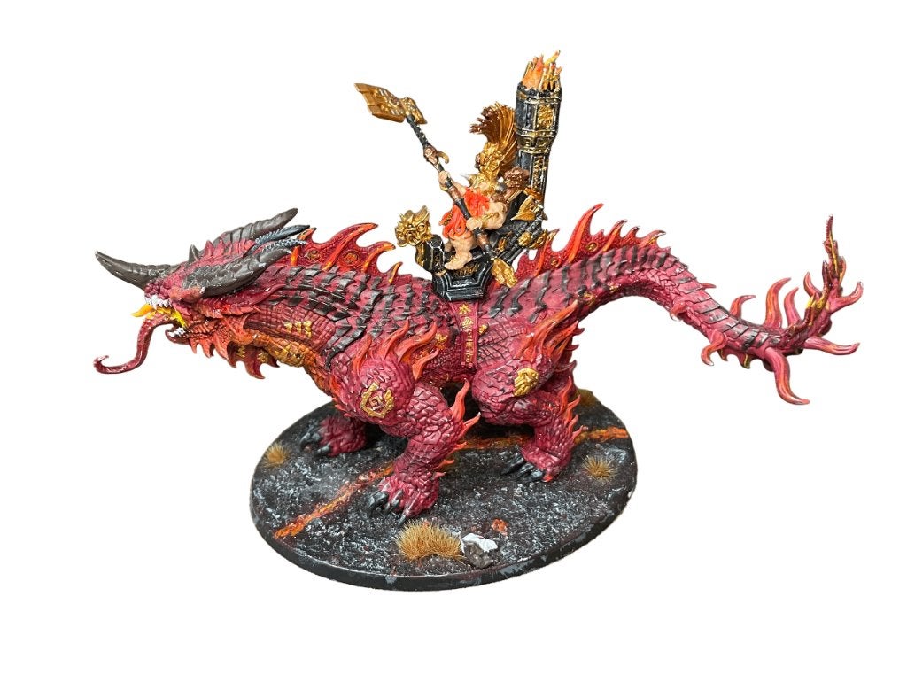 Warhammer AOS Fyreslayers Auric Runefather on Magmadroth, ., Warhammer, Ophalen of Verzenden, Zo goed als nieuw
