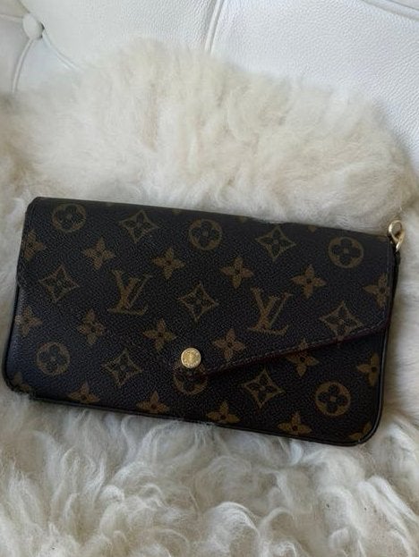 LV Pochette Felicie Monogram, Ophalen of Verzenden, Zo goed als nieuw, Bruin, Schoudertasje